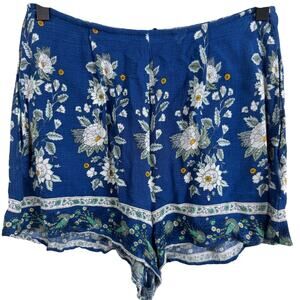 Show Me Your Mumu Sawyer Brunch of Blooms Blue Floral Shorts Size Small